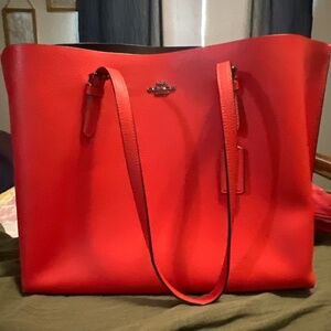 Coach Red Pebbles Leather Large Tote